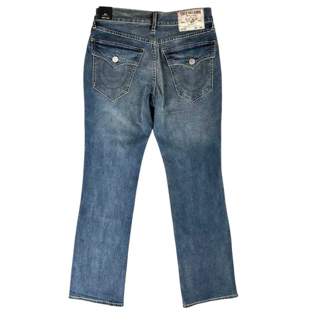 True Religion Billy Flap Bootcut Jeans Mens 29x33.5 Blue Relaxed Denim NEW